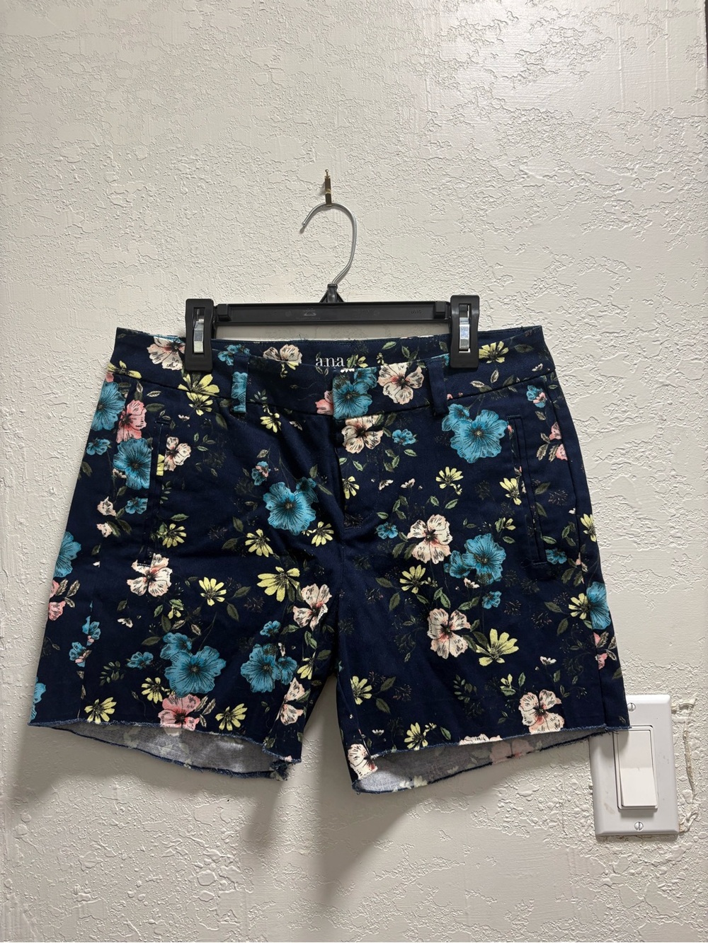 a.n.a Navy Floral Women's Flat Front Shorts